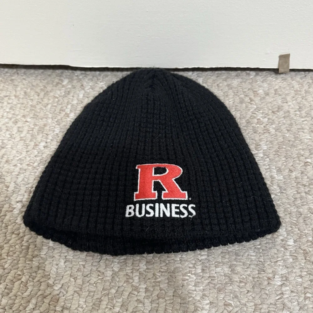 Rutgers University Business Scarlet Knights Black Waffle Winter Beanie Hat